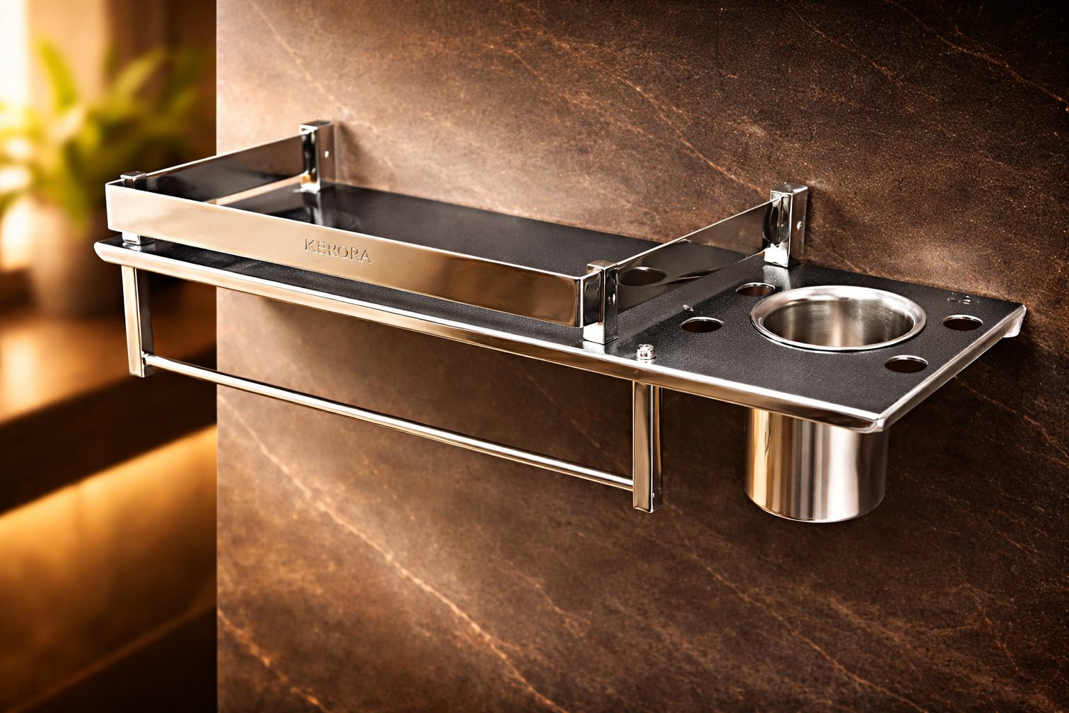 KERORA 2-IN-1 PREMIUM STAINLESS STEEL BATHROOM SHELF