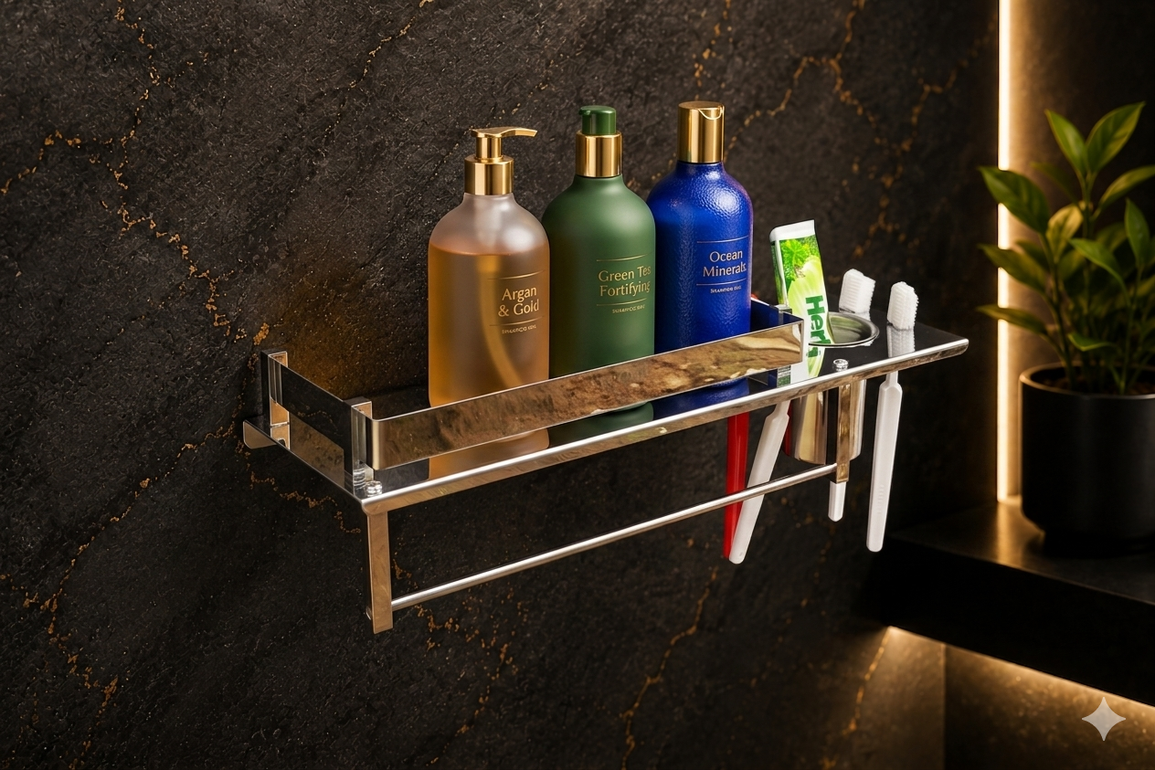 KERORA 2-IN-1 PREMIUM STAINLESS STEEL BATHROOM SHELF