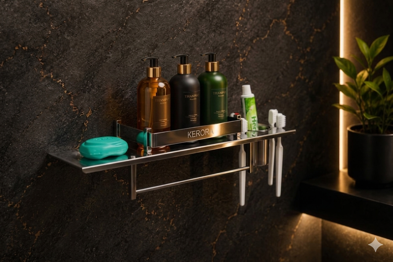 KERORA 4-IN-1 PREMIUM STAINLESS STEEL BATHROOM SHELF