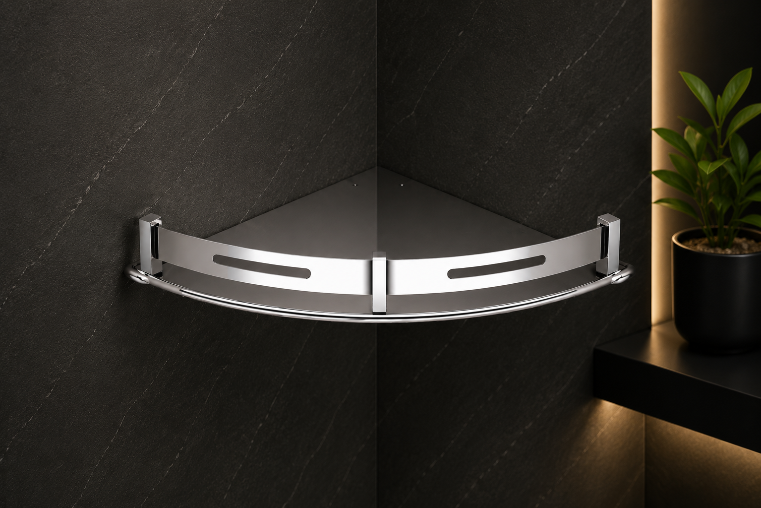 KERORA PREMIUM STAINLESS STEEL ROUND 9" X 9" CORNER BATHROOM SHELF