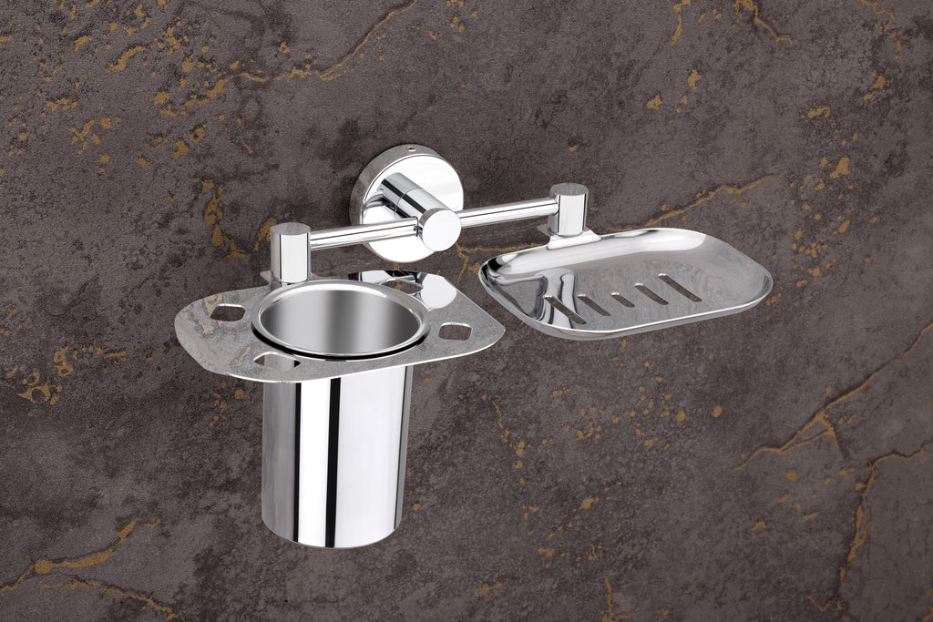 RO PREMIUM SOAP DISH WITH TUMBLER – SS GRADE 202