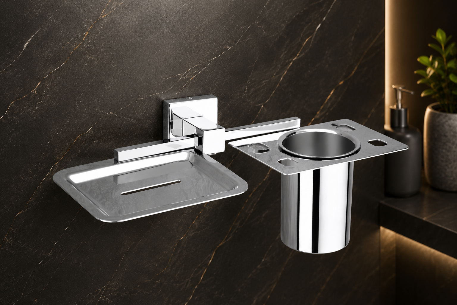 LUDO SOAP DISH WITH TUMBLER
