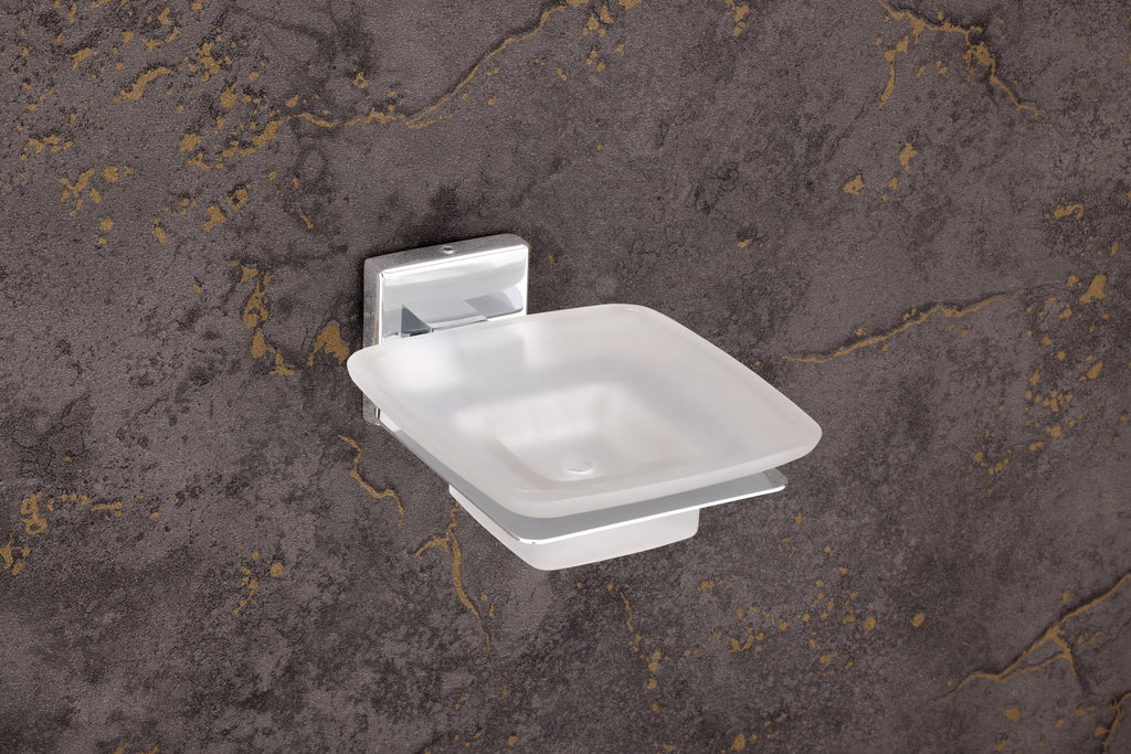 KE PREMIUM GLASS SQUARE SOAP DISH – SS GRADE
