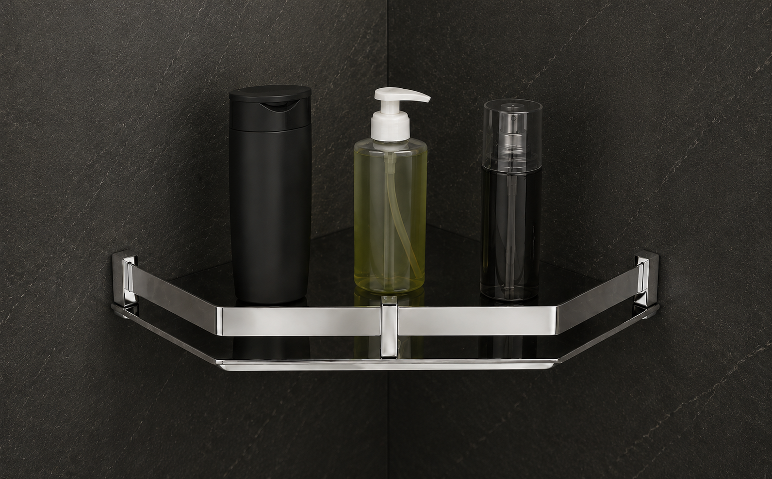 KERORA PREMIUM STAINLESS STEEL ROUND CORNER BATHROOM SHELF