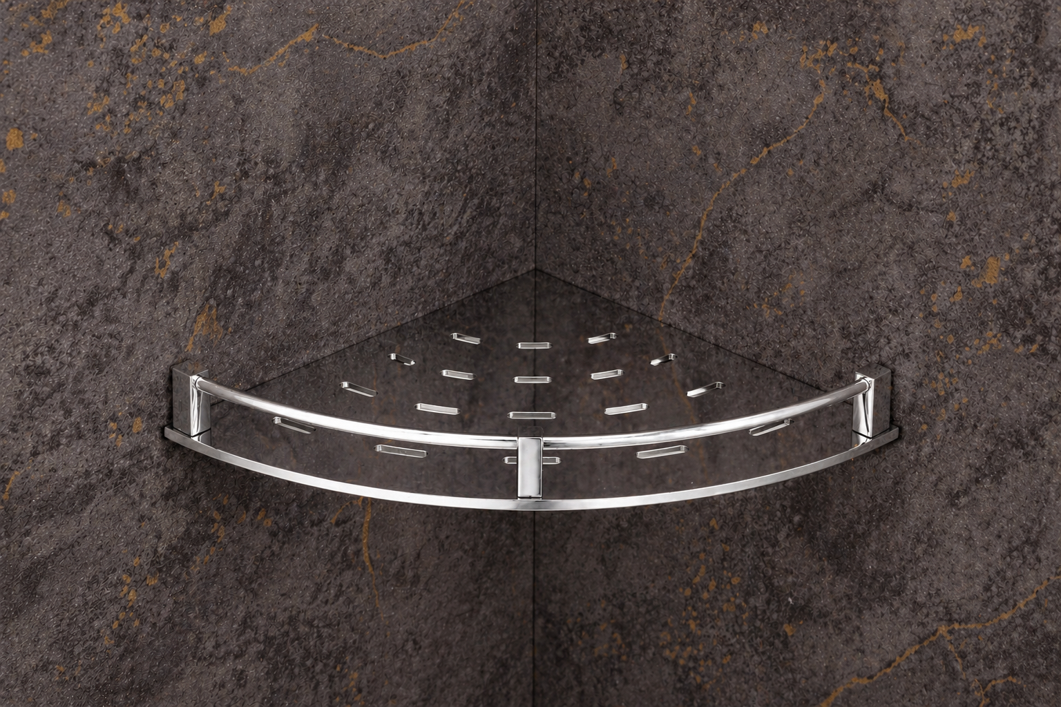 KERORA PREMIUM STAINLESS STEEL ROUND DIAMOND CORNER BATHROOM SHELF